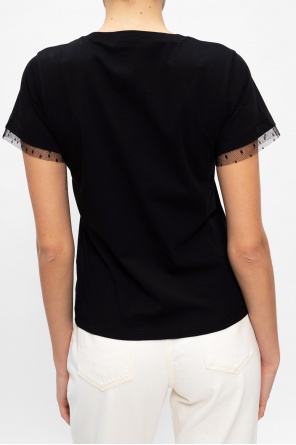 RED VALENTINO フリル付きTシャツ ブラック やや傷や汚れあり】RED VALENTINO フリル レース カットソー